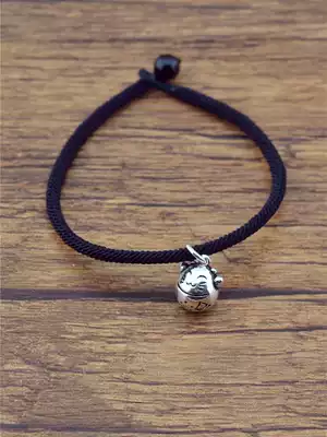 Academic aid S925 Sterling silver bell Lucky Cat Anklet Cow Benevolent year Red rope Hand rope Male student couple hand bracelet Female