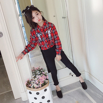 Children Clothing Girl Shirts Plaid children shirt Long sleeves pure cotton 2019 new foreign air Han version small CUHK children blouses