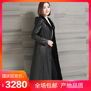 phụ nữ da da của dài lông một mảnh rái cá bên trong chiếc áo khoác mũ mật windcoat haining thân áo lông thú