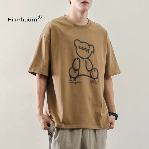 Хлопковая летняя футболка с коротким рукавом для отдыха, сезон 2021, оверсайз, круглый воротник