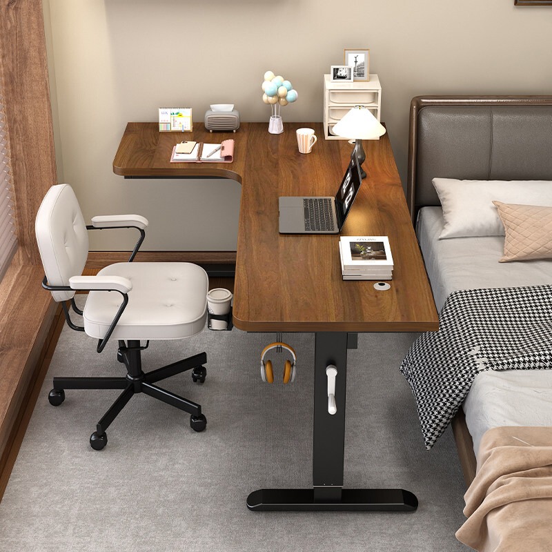 Manual Lifting Corner Desk, Steel and Wood Children's Study Table, L-Shaped Adjustable Computer Desk, Corner-Style Office Desk Manual Lifting Corner Desk, Steel and Wood Children's Study Table, L-Shaped Adjustable Computer Desk, Corner-Style Office Desk