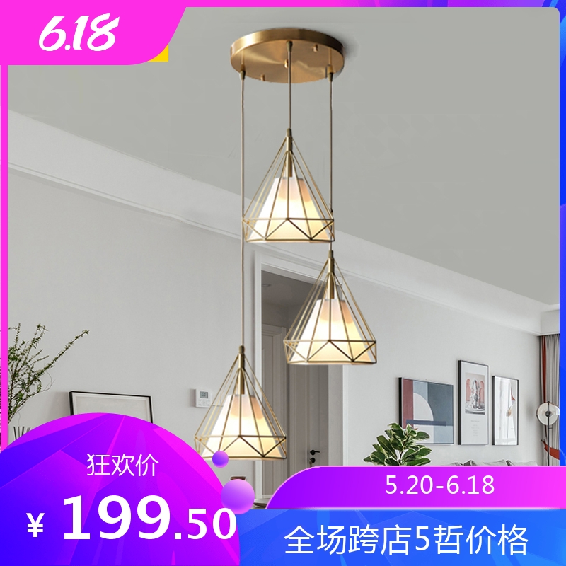 Nordic minimalist Home Dining Room Lamp Creativity Triple head loft Lamp bar Personality Modern Headboard Lights