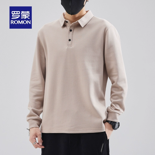 Хлопковая демисезонная футболка polo, приятная телу утепленная утепленный лонгслив для отдыха, свободный крой