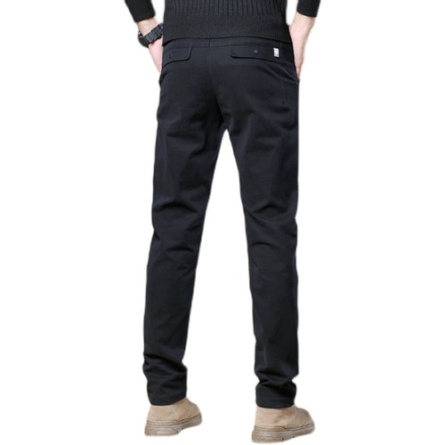 Демисезонные мужские хлопковые элитные черные штаны, свободный прямой крой