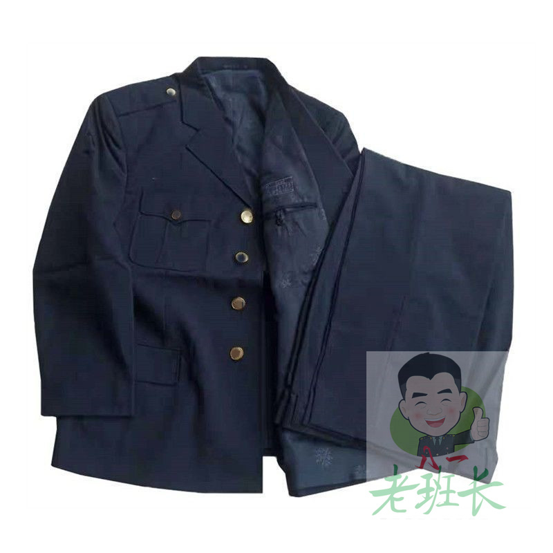In Stock, Old-Style 87 Navy Blue Summer Suit with Small Western Collar, Spring and Autumn Wear, Navy Blue Flannel Wool Suit, Authentic Old Model