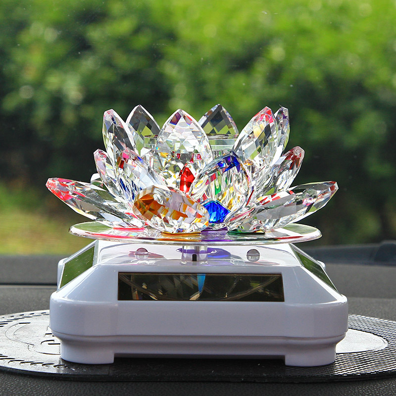 Car Pendulum Lotus Solar Energy Swivel Upscale Car Perfume Seat Style Crystal Creative Car Accessories
