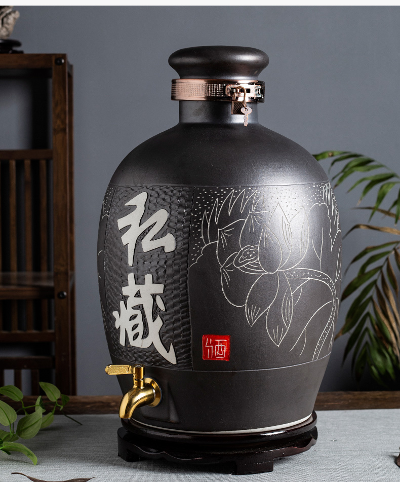 Jingdezhen ceramic wine bottle earthenware household seal it dedicated 10/20/50 jin hip mercifully wine jar