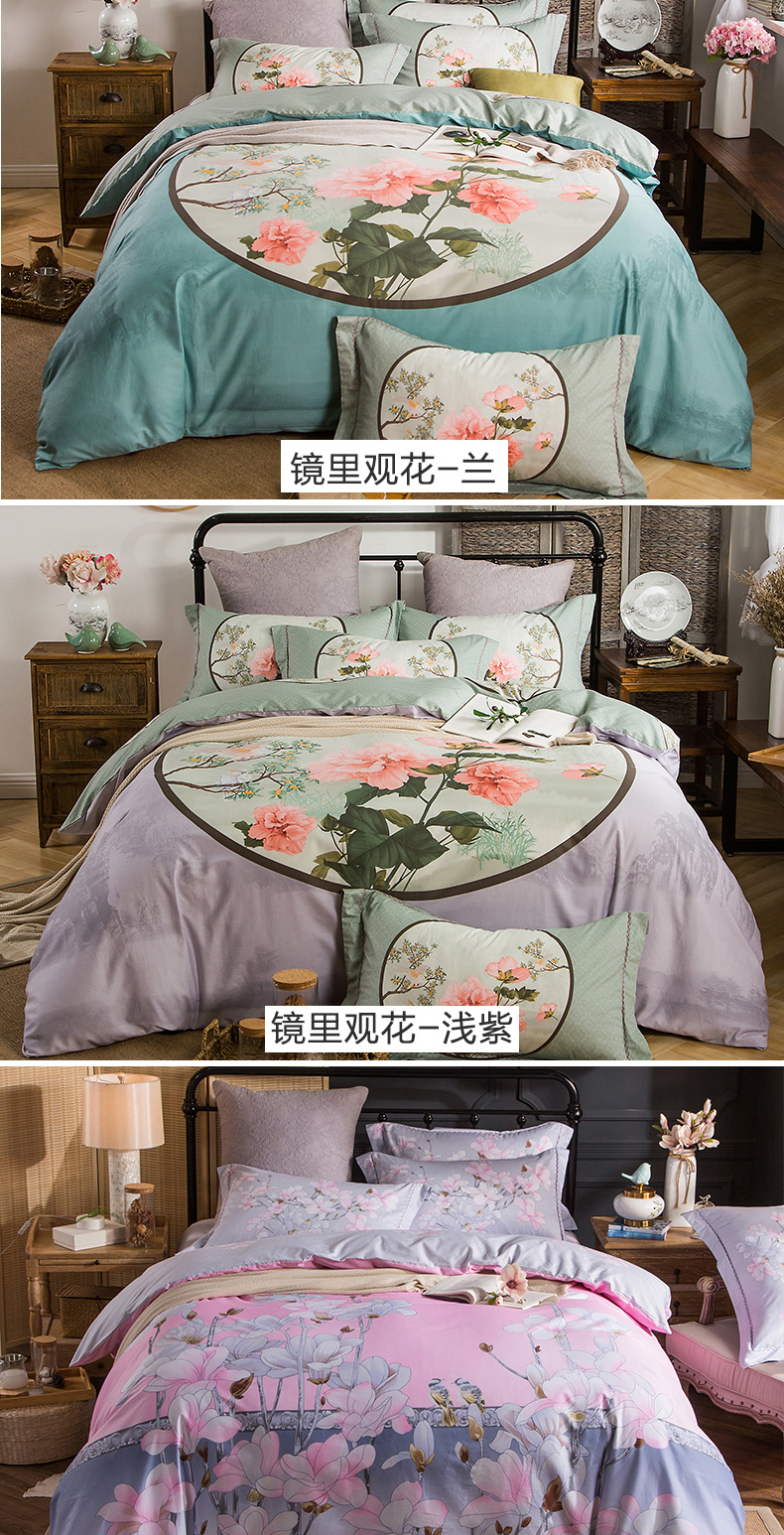 Bông denim bông Kit 1.5 / 1.8m2.0 mét đôi giường đơn chăn giường Li nhà dệt - Bộ đồ giường bốn mảnh bộ chăn ga gối đẹp