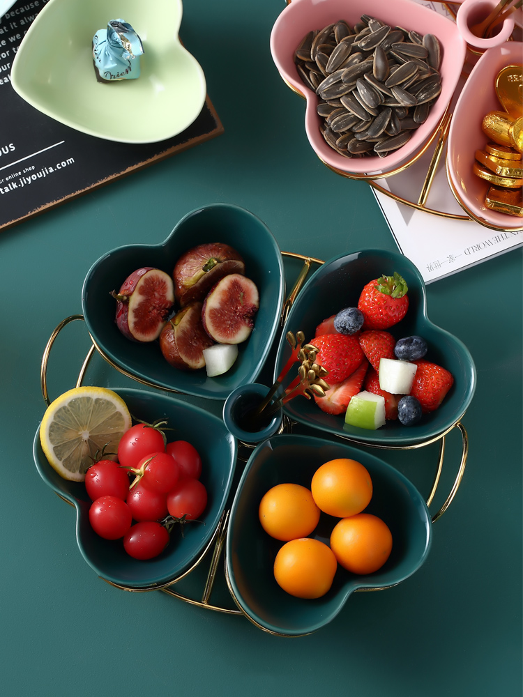 Fruit bowl ins wind household platter sitting room tea table frame Nordic light web celebrity creative key-2 luxury wind advanced ceramics