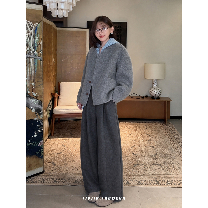 Lan Deur【Mist Clears and Joy Comes】French-Style Relaxed and Versatile Drapey Wide-Leg Casual Pants for Commuting