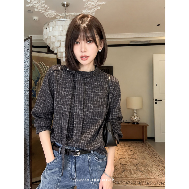 Lan Deur【Fengqixia】Designer Plaid Fashion Urban Style Long-Sleeved Shirt Lan Deur【Fengqixia】Designer Plaid Fashion Urban Style Long-Sleeved Shirt
