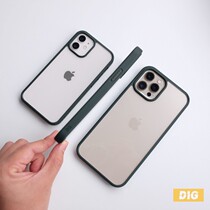 Small color block dark green iPhone12 ProMax all-inclusive anti-drop shock Protective case transparent hard back plate