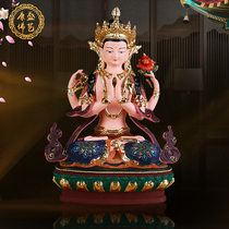 White mother Green mother four-armed Guanyin Tantric statue Tibetan Buddhism Guanyin incarnation resin painted worship ornaments