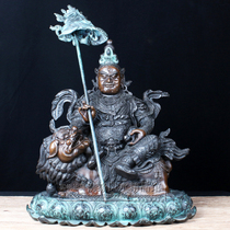 Treasure Tianwang bronze Buddha statue Tantric Tibetan Tibetan Tibetan Nepalese god riding Lion Vishamen multi-hearing Heavenly King Buddha statue ornaments