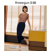 Three-gun seven-point pants womens home clothes summer simple linen sense loose thin solid color casual pants