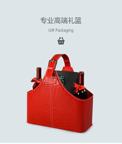 Custom Mid Autumn Leather Gift Basket Containing Leather Basket Christmas Gift Basket Hand Water Fruit Basket Magazine Basket Storage Basket