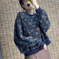 (Knitted Diamond Flower sweater female) 2021 autumn and winter New long sleeve embroidery loose retro wool sweater