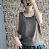 (Sweater vest female base) 2021 New sleeveless round neck single solid color commuter wool blend