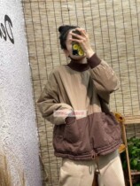 Long sleeve cotton coat womens two-color colorblock top 2021 spring new padded cotton loose coat Zhengzhen original