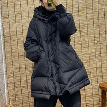 Long sleeve down jacket female 2020 new long commuter straight zipper hooded solid color 90 white duck down Zhengzhen original