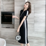 Летняя футболка с коротким рукавом, платье-футболка, спортивная юбка для отдыха, длинное платье, в западном стиле, оверсайз, свободный прямой крой, средней длины