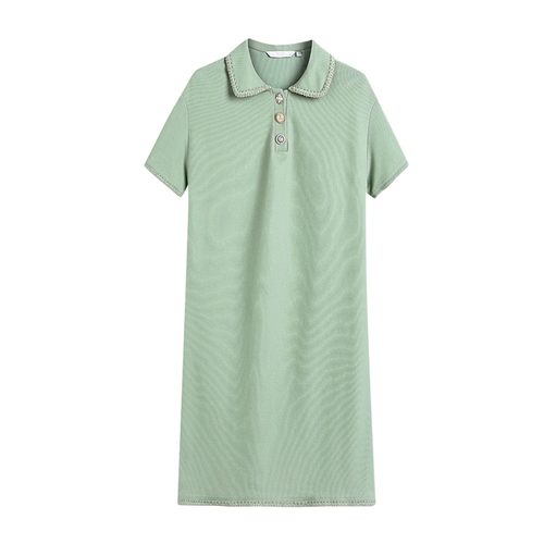 Летнее платье для отдыха, длинная футболка polo, юбка, сезон 2021, короткий рукав, свободный прямой крой, средней длины