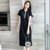 Летняя футболка с коротким рукавом, платье-футболка, спортивная юбка для отдыха, длинное платье, в западном стиле, оверсайз, свободный прямой крой, средней длины