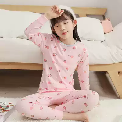 Girls hot clothes children's autumn clothes sanitary pants set cotton thin spring and autumn pajamas