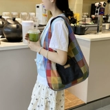 Джинсовая двусторонная вместительная и большая сумка на одно плечо для отдыха, сумка через плечо, (Трансграничная торговля)