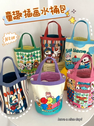 Сумка для сахарной сумки Tangtang/Симпатичная сумка для цилиндров вручную -сумка с насыщенной канвиной Ханфенг Сердце Сердце Сумка библиотека Сумка библиотека Сумка