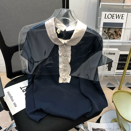 Летняя шифоновая футболка, ретро рубашка, большой размер, в западном стиле, подходит для полных девушек, по фигуре, короткий рукав