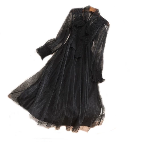 Осеннее кружевное платье, комплект, большой размер, подходит для полных девушек, по фигуре