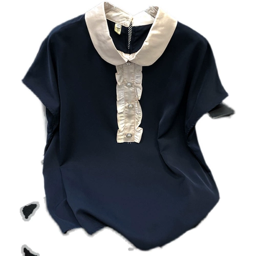 Летняя шифоновая футболка, ретро рубашка, большой размер, в западном стиле, подходит для полных девушек, по фигуре, короткий рукав