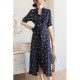 2022 new large-size women's autumn French chiffon dress fat sister age-reducing slim foreign temperament belly-covering skirt