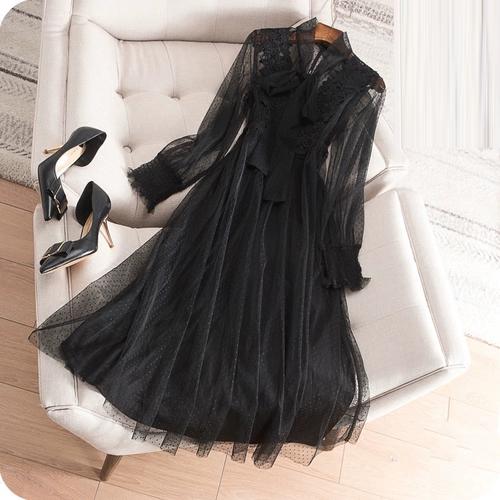 Осеннее кружевное платье, комплект, большой размер, подходит для полных девушек, по фигуре