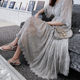 Plus size women's spring and autumn 2023 new age-reducing temperament chiffon long skirt fat sister cover belly super fairy slim dress