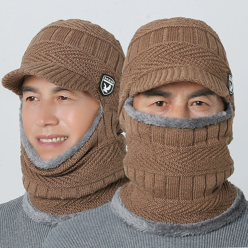 Демисезонная утепленная шапка для пожилых людей, утепленный шерстяной шарф с капюшоном, для среднего возраста