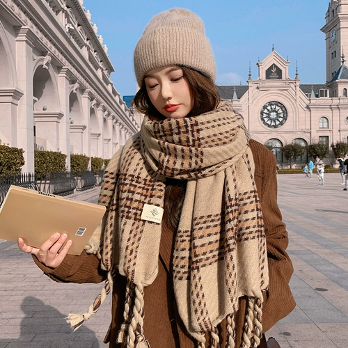 Универсальный утепленный шарф с косичкой с кисточками из искусственного меха для влюбленных, в корейском стиле