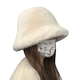 White plush fisherman hat for women to keep warm in winter and show small face