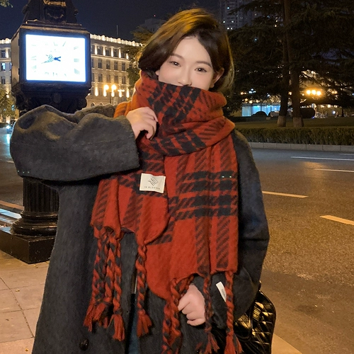 Универсальный утепленный шарф с косичкой с кисточками из искусственного меха для влюбленных, в корейском стиле