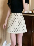 Белая черная цветная осенняя юбка для отдыха, костюм, мини-юбка, с акцентом на бедрах, высокая талия