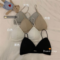 2021 Summer Simple Pure Color Triangle Cup No Steel Ring Bra Vest Thoracic Beauty Back Sling Underwear Underwear Students