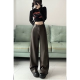 Полиуретановые осенние штаны, приталенные леггинсы, в американском стиле, изысканный стиль