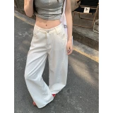 Белые джинсы, штаны, свободный крой