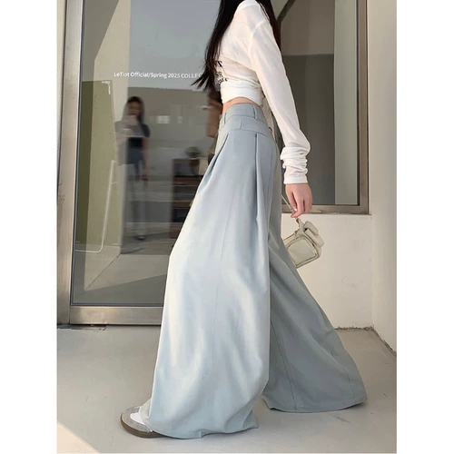 Пиджак классического кроя, черные штаны для отдыха, высокая талия, свободный прямой крой