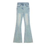 Джинсы, летние штаны, светлые штаны-клёш, по фигуре, свободный прямой крой