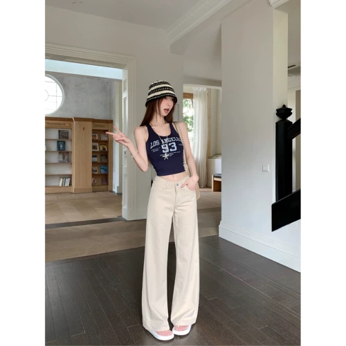 Дизайнерские цветные ретро джинсы, весенние приталенные штаны, тренд сезона, свободный прямой крой