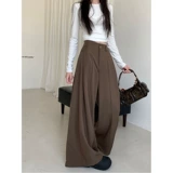 Пиджак классического кроя, черные штаны для отдыха, высокая талия, свободный прямой крой