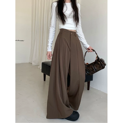 Пиджак классического кроя, черные штаны для отдыха, высокая талия, свободный прямой крой