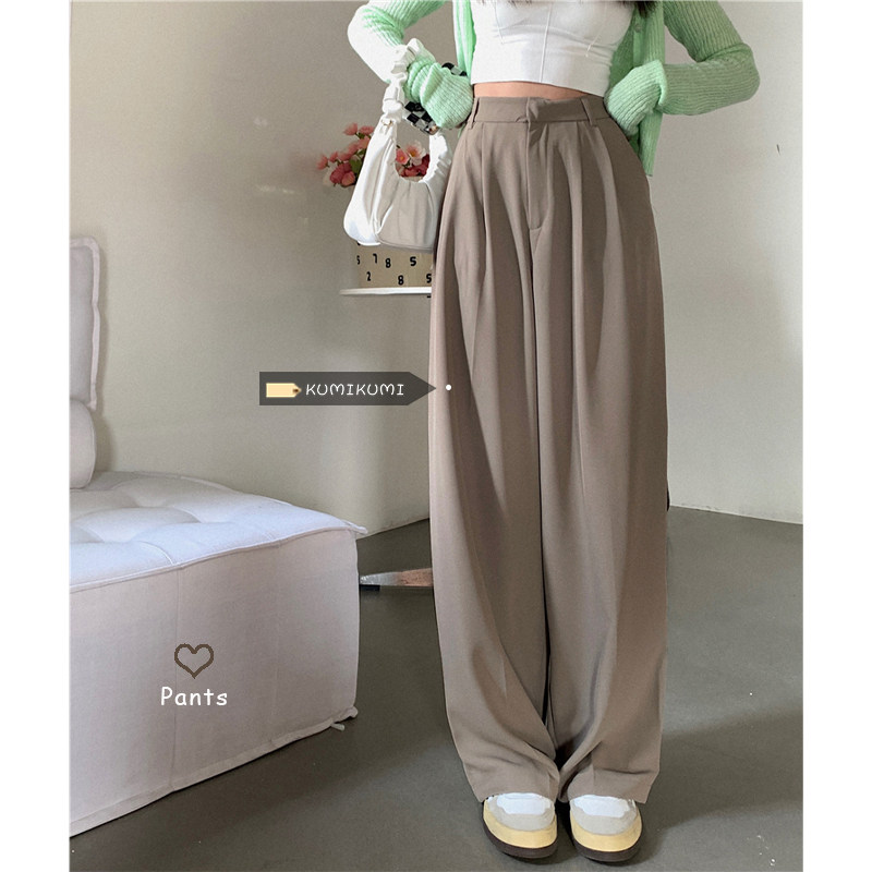 kumikumi high waist pituitary pants women pants summer straight drum mopping pants loose and thin casual pants long pants